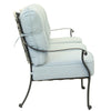 Wynn 75 Inch Patio Sofa with Cushion Button Tufted Seat Aluminum Blue By Casagear Home BM284158