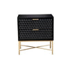 Rexi Nightstand | 26" | 2 Drawers | Honeycomb | Mahogany Wood | Black Gold