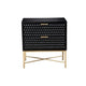 Rexi Nightstand | 26" | 2 Drawers | Honeycomb | Mahogany Wood | Black Gold