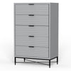 Rexi Tall Dresser Chest | 48" | 5 Drawers | Honeycomb | Light Gray Black