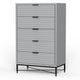 Rexi Tall Dresser Chest | 48" | 5 Drawers | Honeycomb | Light Gray Black