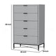 Rexi 48 Inch 5 Drawer Tall Dresser Chest Honeycomb Light Gray Black By Casagear Home BM284260