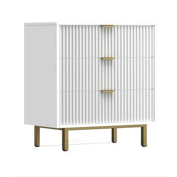 Beth Small Dresser Chest | 34" | 3 Drawers | Mahogany Wood | White Gold