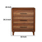 Paul 35 Inch Small Dresser Chest 3 Drawers Metal Bar Handles Warm Brown By Casagear Home BM284272
