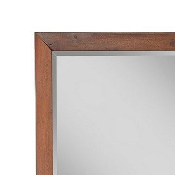 Rue 36 x 40 Rectangular Dresser Mirror Mahogany Wood Frame Warm Brown By Casagear Home BM284273