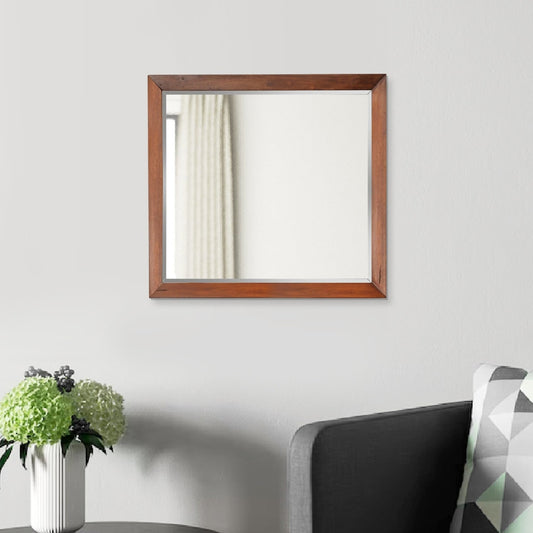 Rue Rectangular Dresser Mirror | 36 x 40 | Mahogany Wood Frame | Warm Brown