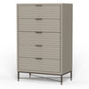 Rexi 48 Inch 5 Drawer Tall Dresser Chest, Honeycomb Texture, Taupe Gray By Casagear Home