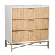 Eli Small Dresser Nightstand | 34" | 3 Drawers | Corrugated Panels | White Gold