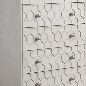 Rue 48 Inch 5 Drawer Dresser Chest Textured Honeycomb Design Light Gray By Casagear Home BM284298