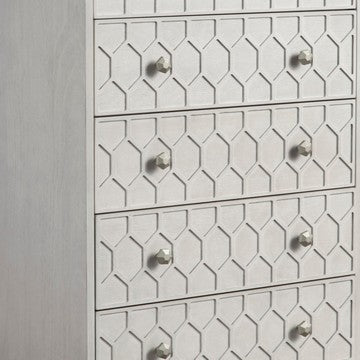 Rue 48 Inch 5 Drawer Dresser Chest Textured Honeycomb Design Light Gray By Casagear Home BM284298