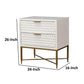 Rexi 26 Inch 2 Drawer Nightstand Honeycomb Mahogany Wood White Gold By Casagear Home BM284300