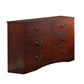 Bran 54 Inch 6 Drawer Dresser, Pine Wood, Grain Details, Cherry Brown By Casagear Home
