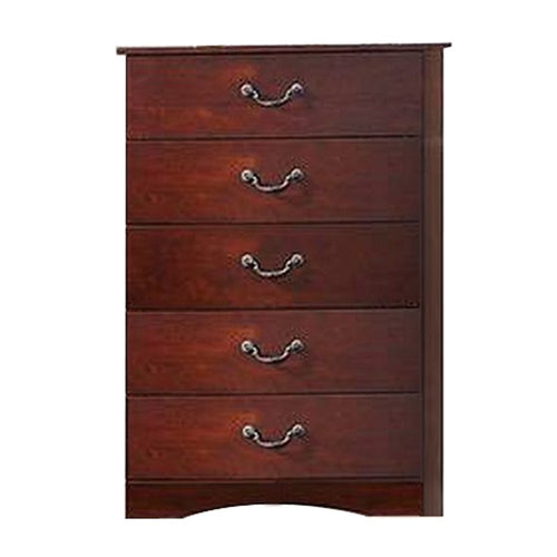 Bran Tall Dresser Chest | 48" | 5 Drawers | Pine Wood | Grains | Cherry Brown