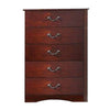 Bran Tall Dresser Chest | 48" | 5 Drawers | Pine Wood | Grains | Cherry Brown