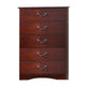 Bran Tall Dresser Chest | 48" | 5 Drawers | Pine Wood | Grains | Cherry Brown