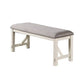 Lexi 50 Inch Dining Bench, Fabric Padded Seat, Rubberwood, Gray and White By Casagear Home