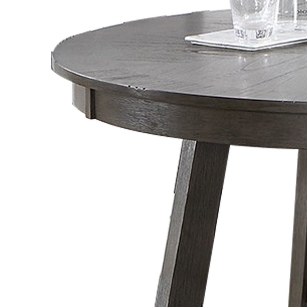Lexi 48 Inch Classic Minimalist Round Dining Table Rubberwood Dark Gray By Casagear Home BM284314