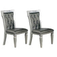 Neil 24 Inch Modern Dining Side Chair, Vegan Faux Leather, Set of 2, Silver By Casagear Home
