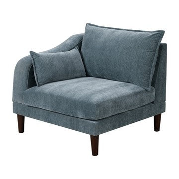Rio 33 Inch Modular Single Arm Corner Chair, 2 Lumbar Cushions, Slate Blue By Casagear Home