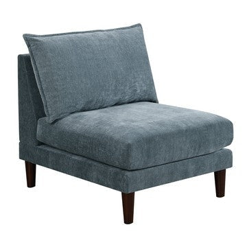 Rio 33 Inch Modular Armless Sofa Chair, Lumbar Cushion, Slate Blue Fabric By Casagear Home
