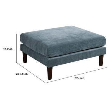 Rio 32 Inch Modular Ottoman Box Cushion Seat Wood Legs Slate Blue Fabric By Casagear Home BM284327