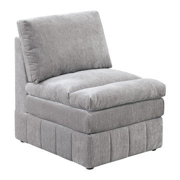 Luna Modular Armless Chair | 35" | Triple Plush Seat | Gray