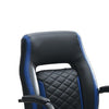 Ida 26 Inch Ergonomic Office Chair Faux Leather Swivel Seat Black Blue By Casagear Home BM284334