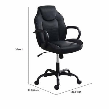 Rue 27 Inch Ergonomic Office Chair Vegan Faux Leather Swivel Seat Black By Casagear Home BM284336