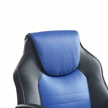 Rue 27 Inch Ergonomic Office Chair Faux Leather Swivel Seat Black Blue By Casagear Home BM284337