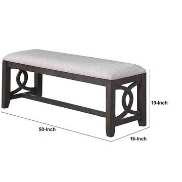 Ivy 50 Inch Modern Fabric Upholstered Dining Bench Rubberwood Frame Gray By Casagear Home BM284339