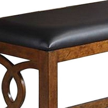 Ivy 50 Inch Modern Faux Leather Upholstered Dining Bench Black Brown By Casagear Home BM284341