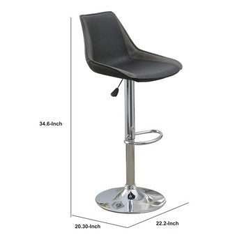 Carl 25-29 Inch Vegan Faux Leather Bar Stool Adjustable Height Gray Seat By Casagear Home BM284345
