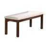 48 Inch Classic Fabric Upholstered Dining Bench, Pine Wood, Ivory and Brown By Casagear Home