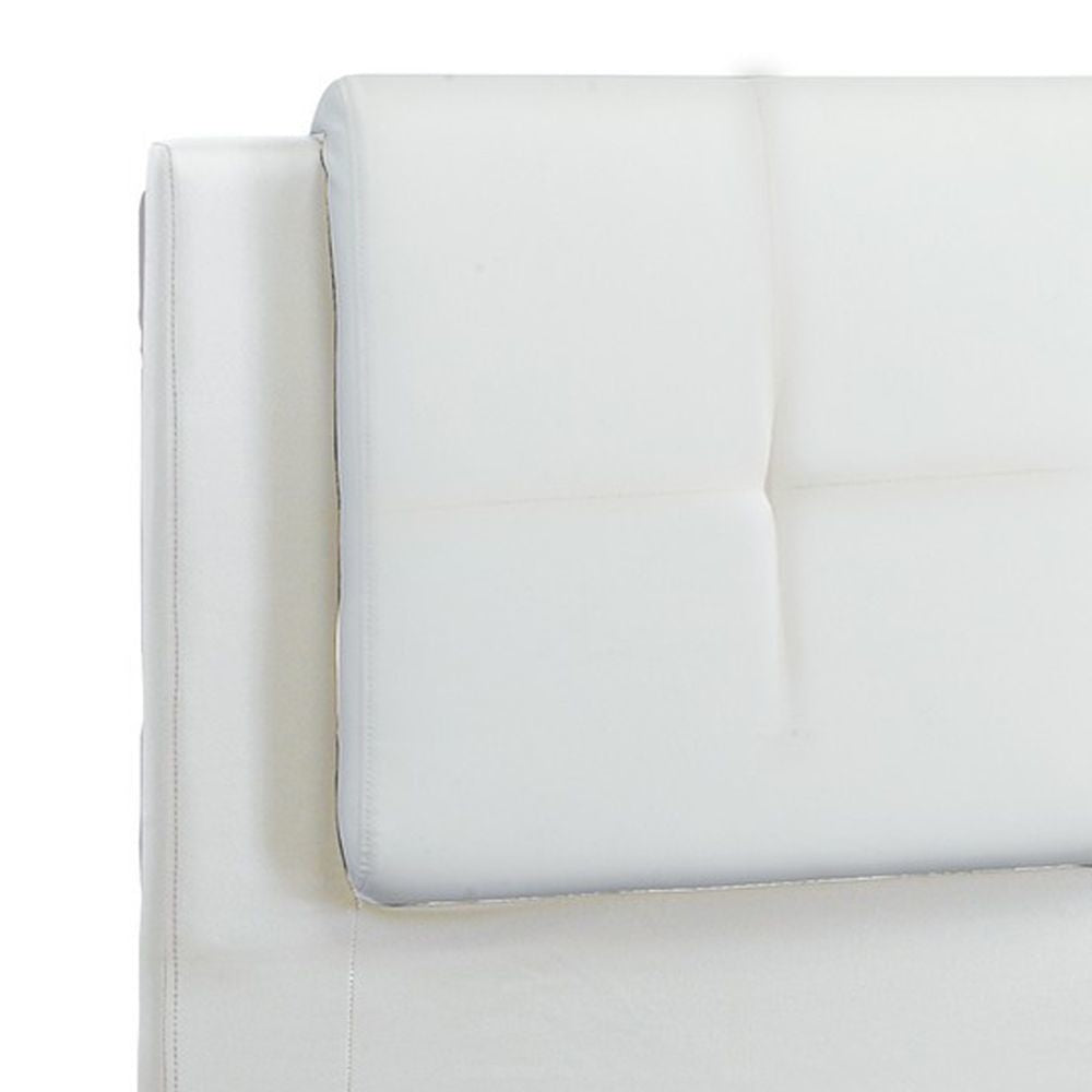 Amy California King Platform Bed Vegan Faux Leather Upholstery White By Casagear Home BM284358