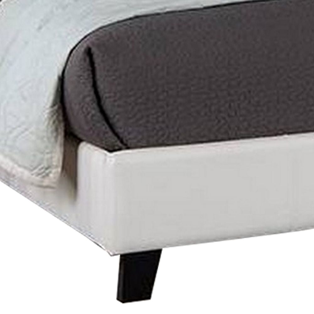 Amy Queen Size Platform Bed Vegan Faux Leather Upholstery White By Casagear Home BM284361