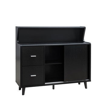 47 Inch Serving Cabinet Buffet Sideboard Console, 2 Drawers, Shelves, Black By Casagear Home