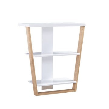 Hedy Console Table | 34" | 3 Shelf | Slanted Legs | White 2 Tone