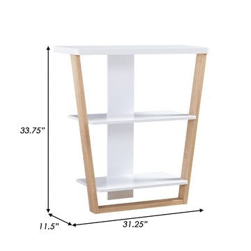 Hedy 34 Inch Modern Console Table 3 Shelf Slanted Legs Two Toned White By Casagear Home BM284398
