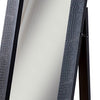 Guri 74 Inch Floor Full Length Accent Mirror Faux Croc Wood Border Black By Casagear Home BM284402