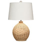 Cape 22 Inch Contemporary Rattan Table Lamp, Hand Woven, Linen Shade, Brown By Casagear Home