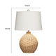 Cape 22 Inch Contemporary Rattan Table Lamp Hand Woven Linen Shade Brown By Casagear Home BM284414