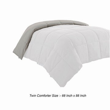 Beth Reversible Microfiber Twin Comforter Squared Stitching White Gray By Casagear Home BM284435