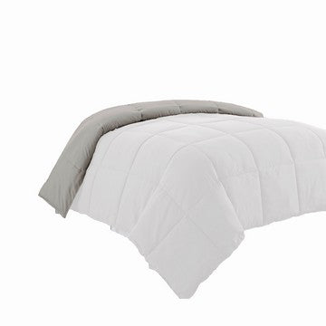 Beth Reversible Microfiber Twin Comforter, Squared Stitching, White, Gray By Casagear Home