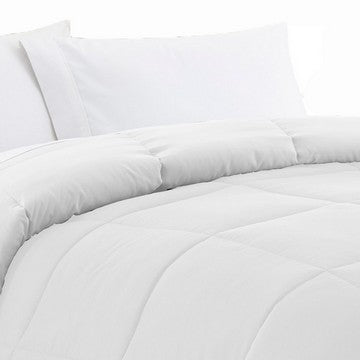 Beth Reversible Microfiber Queen Comforter Squared Stitching Pure White By Casagear Home BM284436