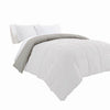Beth Reversible Microfiber Queen Comforter, Squared Stitching, White, Gray By Casagear Home