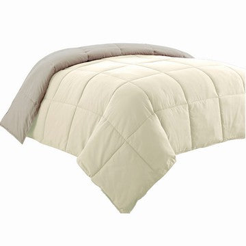 Beth King Comforter | Reversible Microfiber | Ivory Beige | Stitch Design