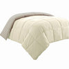 Beth Reversible Microfiber King Comforter, Squared Stitching, Ivory, Beige By Casagear Home