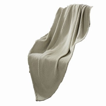 Nyx Twin Size Ultra Soft Cotton Thermal Blanket, Textured Feel, Beige By Casagear Home