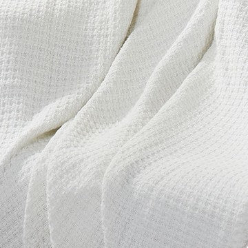 Nyx Queen Size Ultra Soft Cotton Thermal Blanket Textured Feel White By Casagear Home BM284456