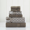 Bev Towel Set | 6 Piece | Cotton | Filigree Pattern | Taupe Brown